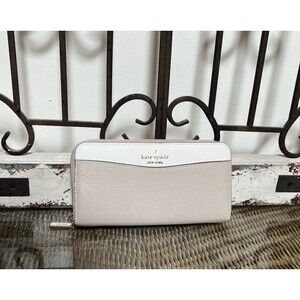 Kate Spade New York Leila Large Continental Zippy Wallet Light Sand & White